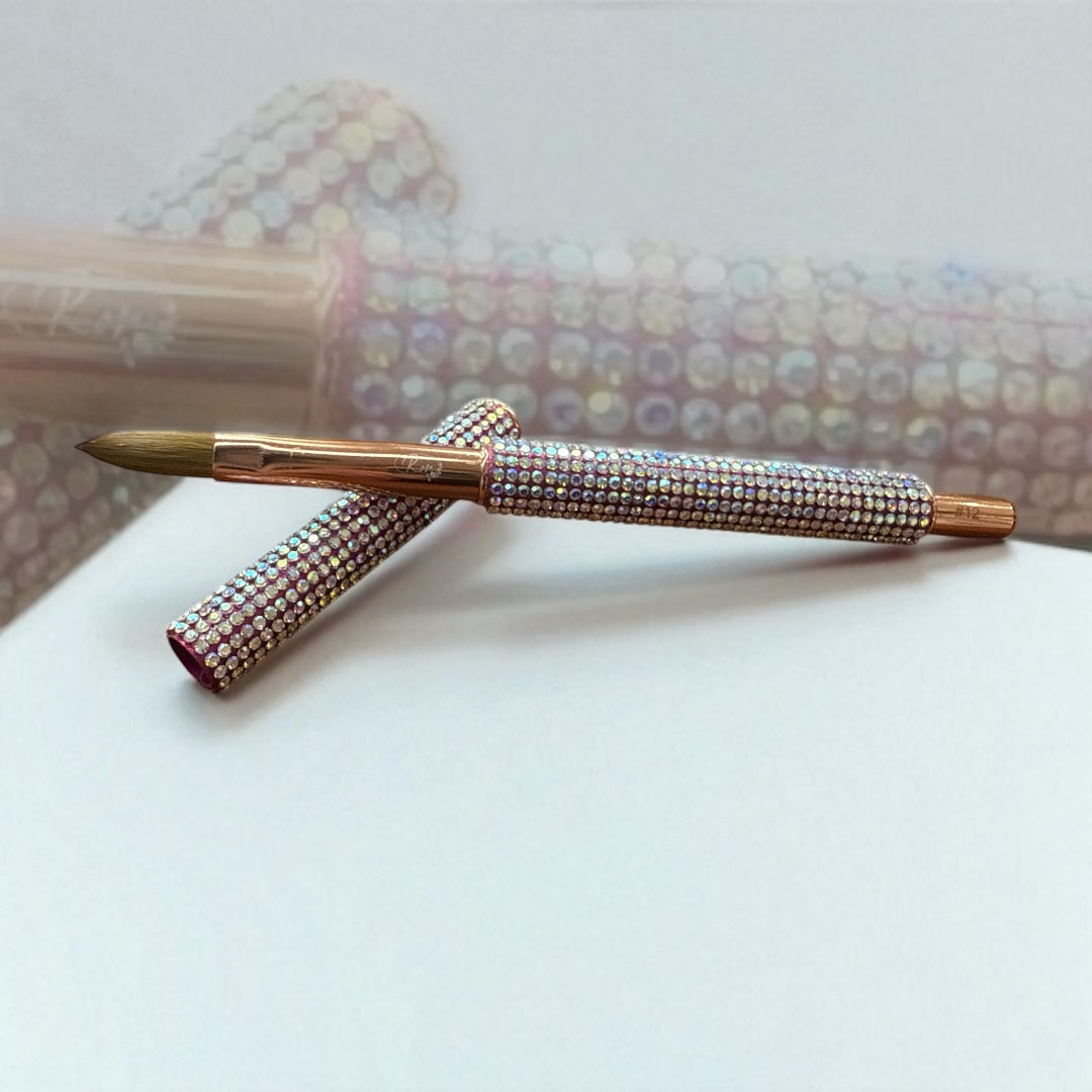 Pink Rhinestone Kolinsky Acrylic Brush